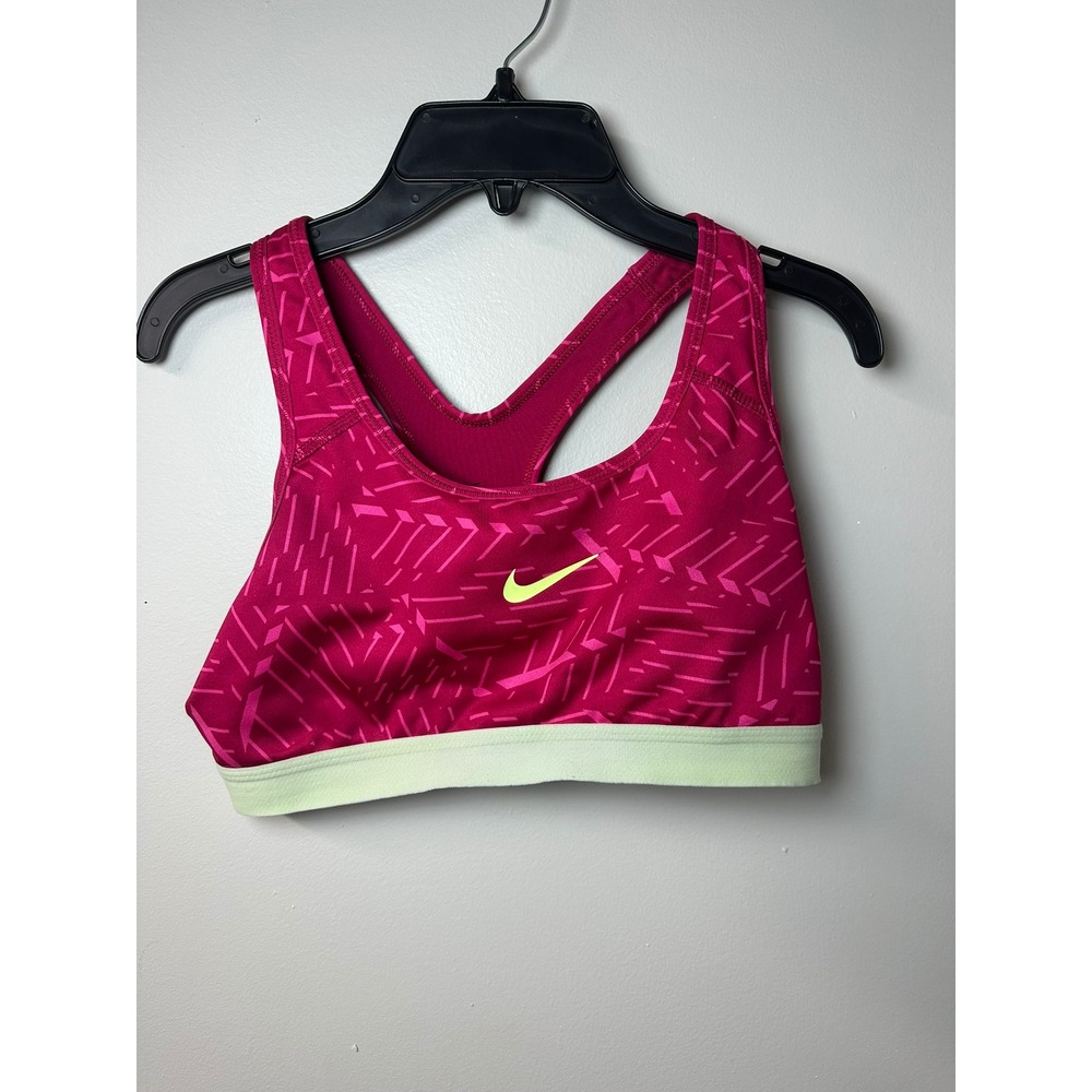 Nike| Pro Dri-FIT Sports Bra Womens Medium Pink Chevron Print Racerback | Size M